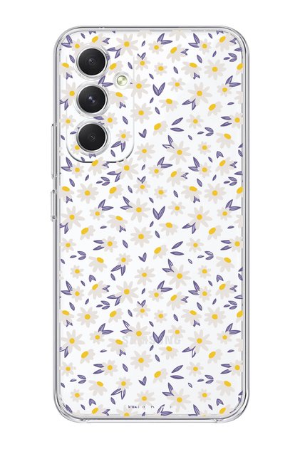 Samsung Galaxy A54 Compatible Daisy Patterned Transparent Phone Case