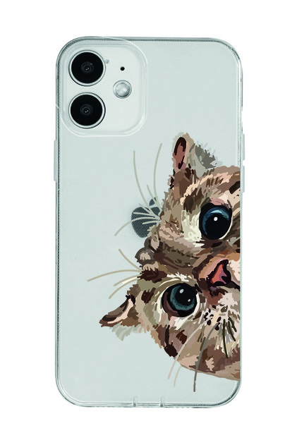 iPhone 12 Compatible Sweet Cat Pattern Transparent Phone Case