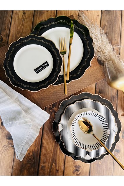 Dark Bone Porselen 24 Parça 6 Kişilik Yemek Takımı