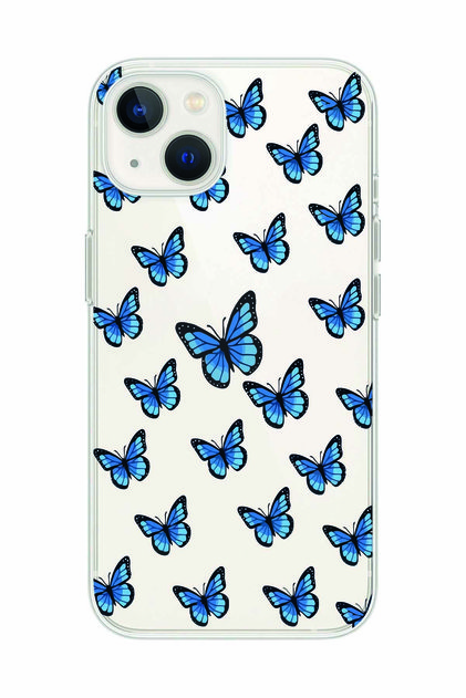 Butterfly Patterned Transparent Phone Case Compatible with iPhone 14 Plus