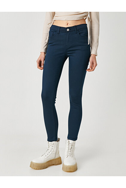 Koton Kadın Lacivert Jeans Pantolon - 3