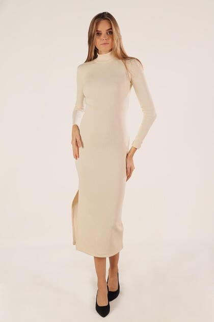 Camisole Turtleneck Slit Knitted Long Dress