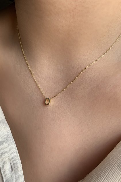 925 Ayar Üç Boyutlu O Harfli Gümüş Kolye Uzunluk 42 cm