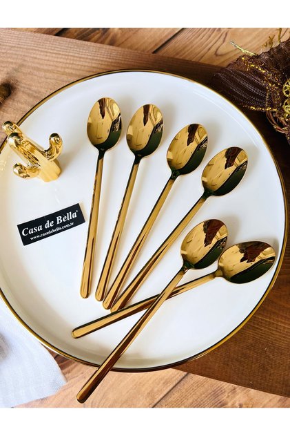Gold 6 Person Dessert Spoon