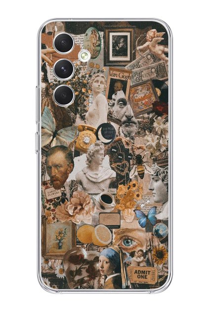 Samsung Galaxy A34 Compatible Aesthetic Artistic Collage Patterned Transparent Phone Case