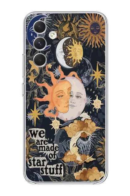 Sun and Moon Pattern Clear Phone Case Compatible with Samsung Galaxy A54