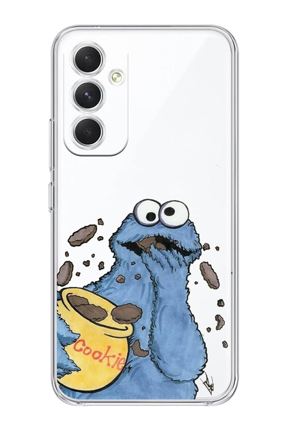 Samsung Galaxy A34 Compatible Sesame Street Cookie Monster Patterned Transparent Phone Case