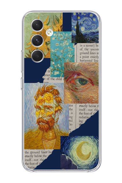 Samsung Galaxy A34 Compatible Vincent Van Gogh Collage Patterned Transparent Phone Case