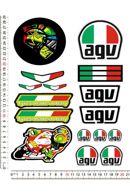 AGV VESPA MOTORSİKLET KASK STİCKER ÇIKARTMA SETİ