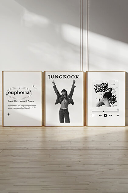 Vinca Prints Jeon Jungkook 3'lü Poster Seti, Bts Poster Seti, Kpop