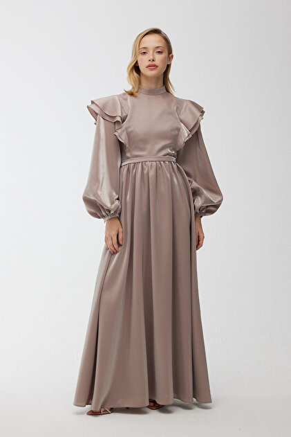 Manuka Sparkling Grace Evening Dress Mink- Trendyol