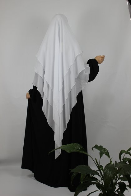 Shawl white with Veil Ready Practical Scarf Hijab Hijab 3 Layer - Cover chiffon Souffle triangle