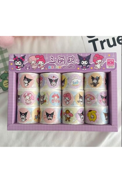 Kuromi Tasarımlı Rulo Sticker Anime Melody Sticker 1 Rulo(100 adet)