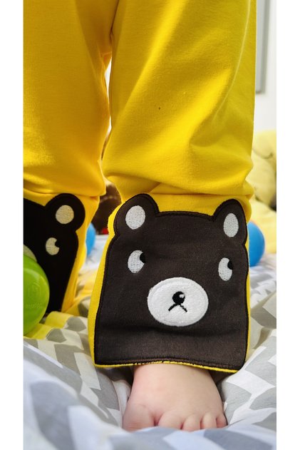Pantolon Ayıcık Nakışlı 100% Pamuklu Unisex Kız / Erkek Çocu-bebek
