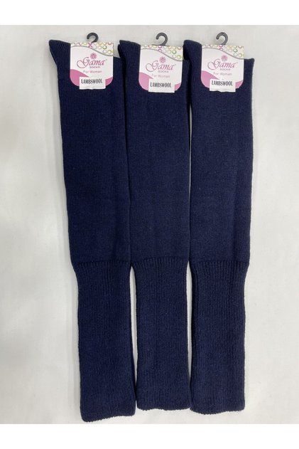 3 Pieces Genuine Lamb Wool Long Over-the-Knee Thick Winter Women's Mother Socks