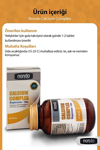 Nondo Calcium Complex 30 Tablet (MAGNEZYUM, KALSİYUM, ÇİNKO, VİTAMİN D) - 4
