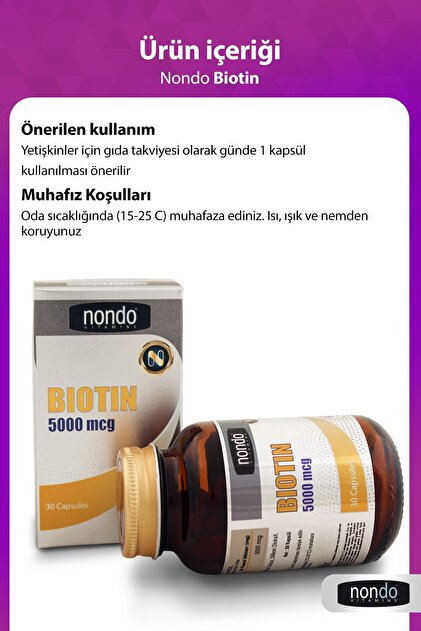 Nondo Biotin 5000 mcg 30 Kapsül - 4