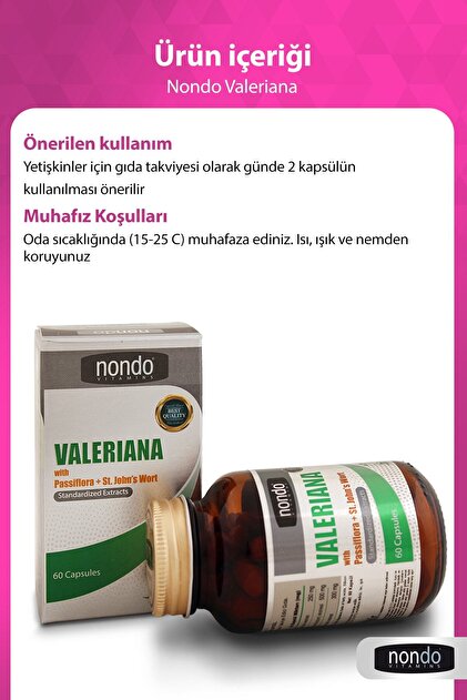 Nondo Valeriana 60 Kapsül (PASİFLORA, KEDİ OTU, SARI KANTARON) - 4