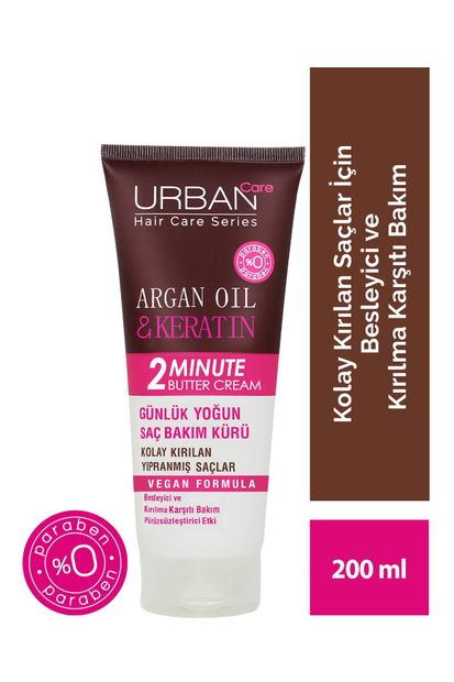 Urban Care Argan Oil&keratin Kolay Kırılan Yıpranmış Saçlara Özel Yoğun Saç Bakım Maskesi-200 ml - 1