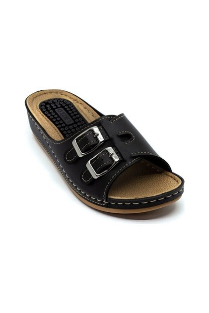 Women's Black Massage Sole Anatomical Sole Slippers