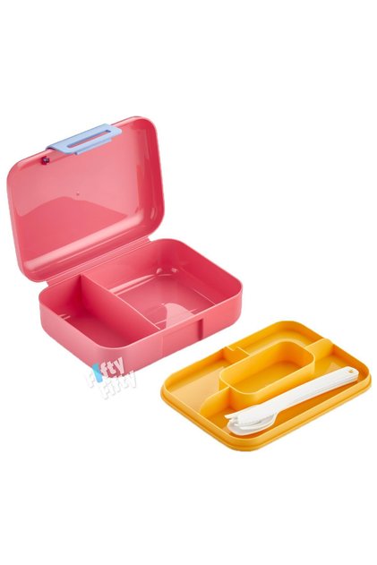 Lunch box with 2 Tiers Fork, Knife and Spoon Set