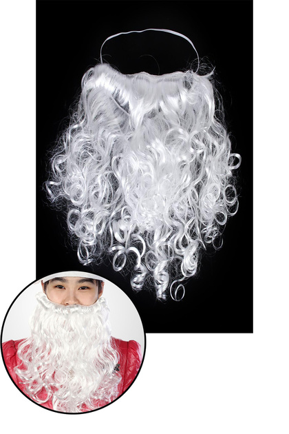 Uzun Yetişkin Yılbaşı Noel Baba Sakalı Kabarık Tüylü Beyaz Takma Sakal Yeni Yıl Kostüm Sakalı Büyük