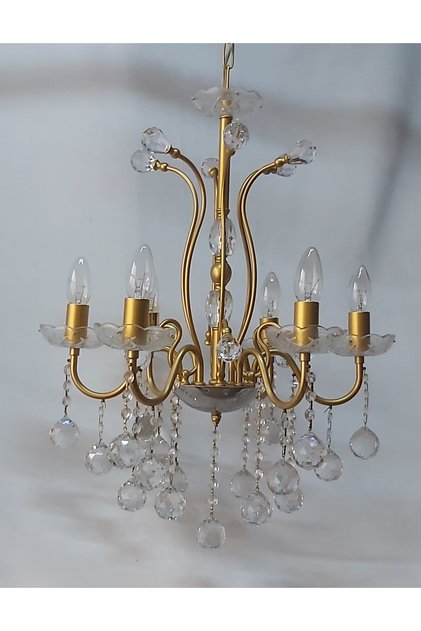 Nova Model Kristal 6'lı Mat Sarı Avize (TAM MONTAJLIDIR.)