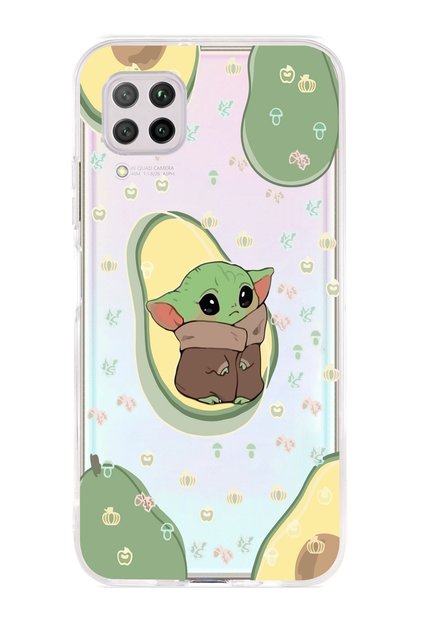 Huawei P40 Lite Compatible Baby Yoda Patterned Transparent Phone Case