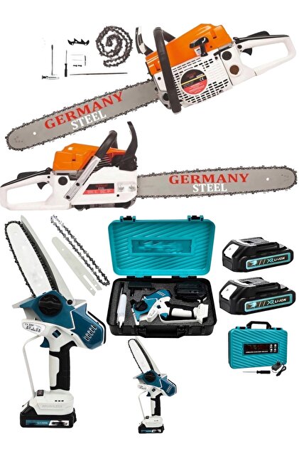 Germany Steel 2'li Set 9 HP Benzinli Odun Ağaç Hızar Motoru 598Vf