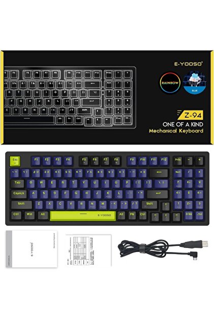 e-yooso Red Switch Z-94 Mekanik Klavye %90 Rainbow Işıklı Oyuncu