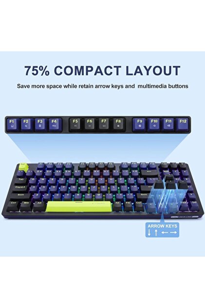 e-yooso Red Switch Z-94 Mekanik Klavye %90 Rainbow Işıklı Oyuncu
