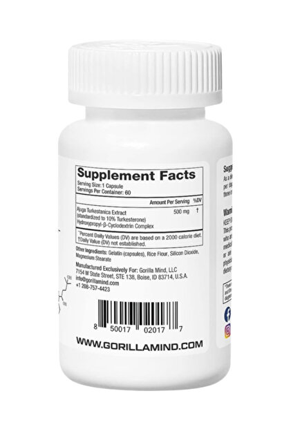 Gorilla Mind Turkesterone Supplement Facts