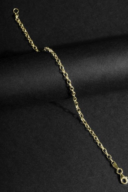 Oval Doch Model Gümüş 3,00 Mm Genişlik Bileklik - Altın Rengi