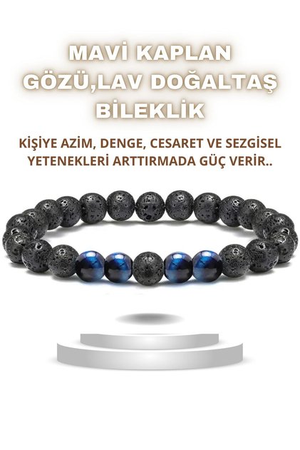 Tiger, Lava Natural Stone Bracelet 1stClass Quality (Persistence, Balance, Courage)