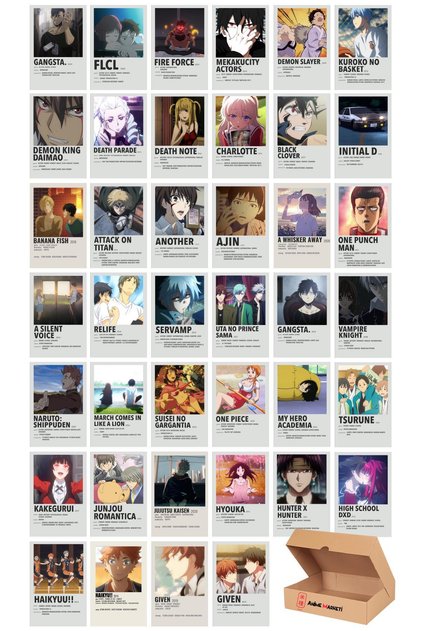 Anime Duvar Poster Seti - Anime Dizileri - 40 Adet - Yapışkanlı Kaliteli Poster Seti Özel Kutulu Pos