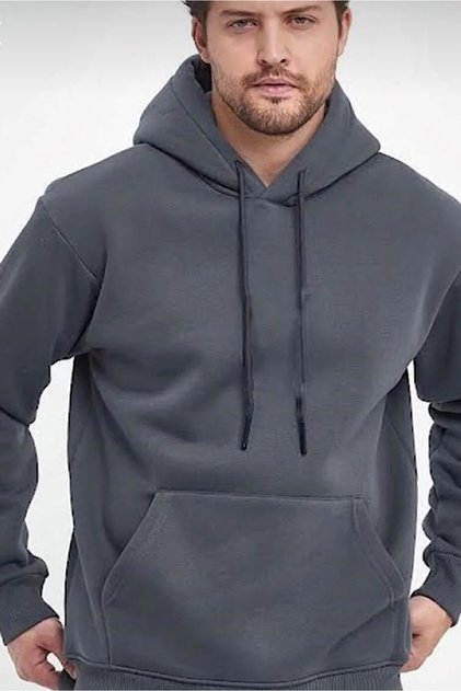 Smoked 3 Thread Thick Plain Hooded Sweatshirt