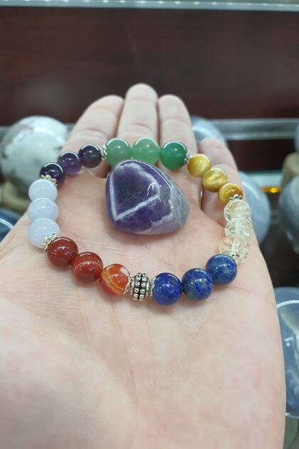 Natural Stone Bracelet 7 Chakras (with Stone Gift) (Love, Love, Money, Communication, Power) 8 mm Aa Quality