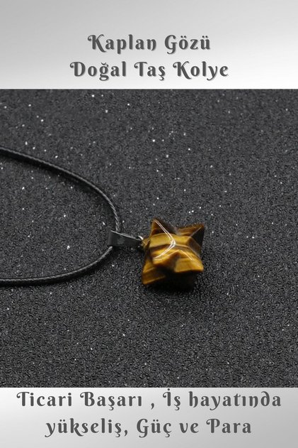 Tiger Eye Merkaba Natural Stone Necklace (Success in Business Life) Aa Quality