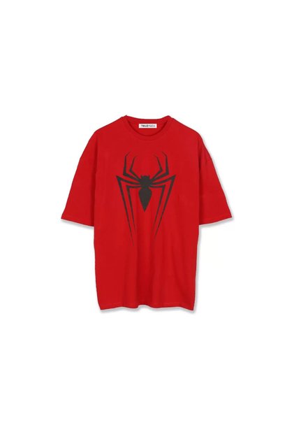 Spider Printed Red Unisex Oversize T-shirt
