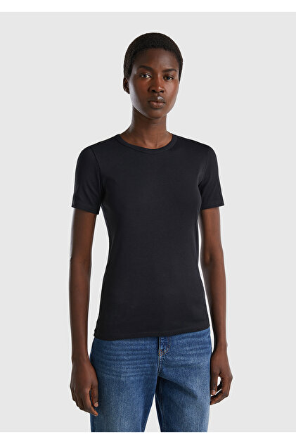 United Colors of Benetton Kadın Kırmızı Basic Bisiklet Yaka Uzun