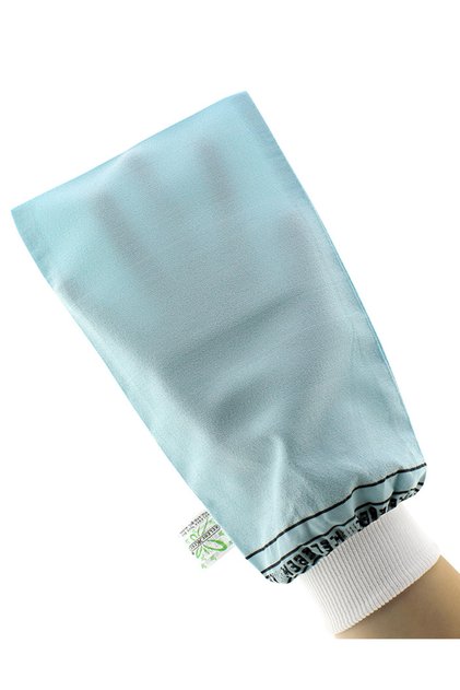 Thin Pore Butterfly Mint Cuffed Hamam Bridal Dowry Spa and Bath Washcloth for Sensitive Skin