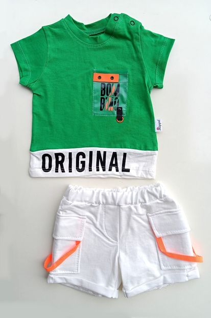 Hippıl Baby Erkek Bebek Yeşil T-shirt Şort Takımı - 1