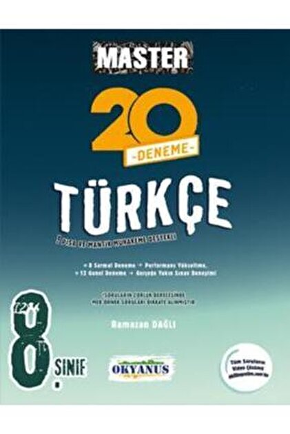 Okyanus Yayınları 8. Sınıf Master 20 Türkçe Denemesi - Fiyatı