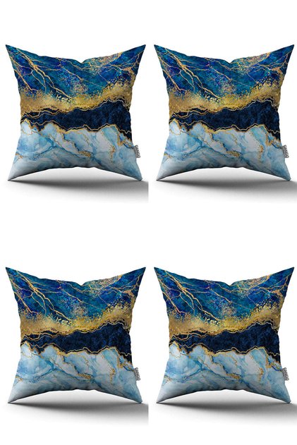 Blue Yellow Abstract Patterned I'M Shredded Pillow Case Set of 4 4Kmbs-Ylms95