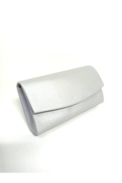 Women's satin silver mini evening bag