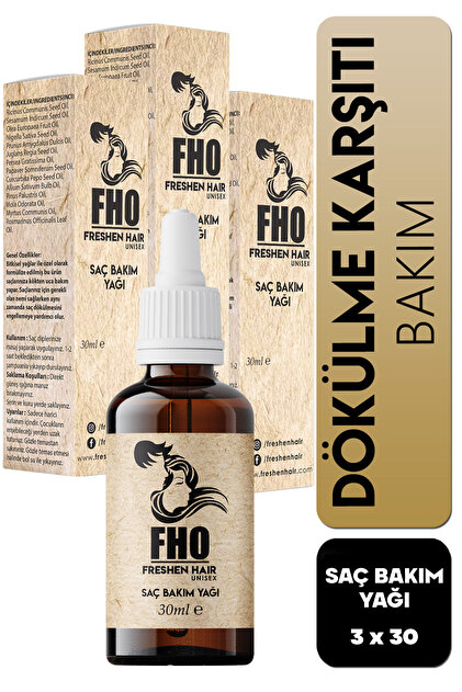 Freshen Hair Herbal Hair Care Serum for Hair Loss and Slow Hair Growth, 3 x 30 ml