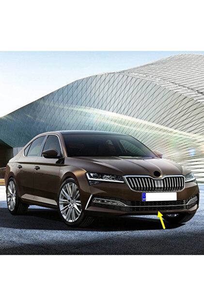 Bisra Skoda Superb 2020-2023 Ön Tampon Orta Izgara Krom Çıtalı