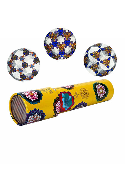 Toyaş Kaleydoskop Metal 14 cm.Sarı Kaleideskop Hediyelik Retro