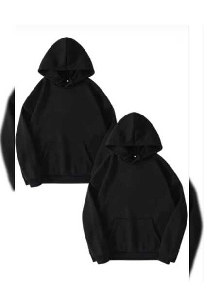 Unisex Siyah 2'li Sevgili Kombini Sweatshirt