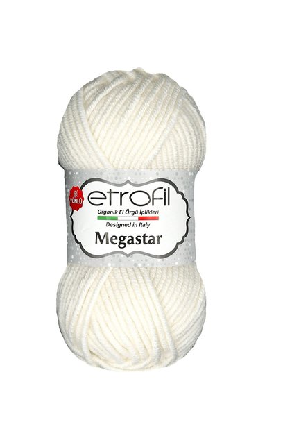 Megastar 70187 White 25% Wool Blended Thick Thread Cardigan Vest Scarf Beanie Thread